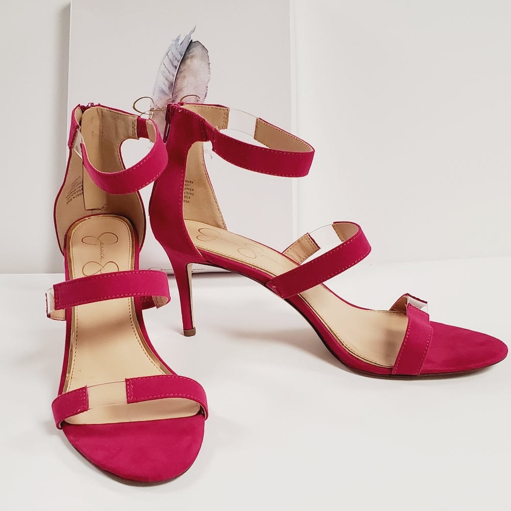 Jessica Simpson fuchsia / pink & clear sz 9.5